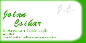 jolan csikar business card